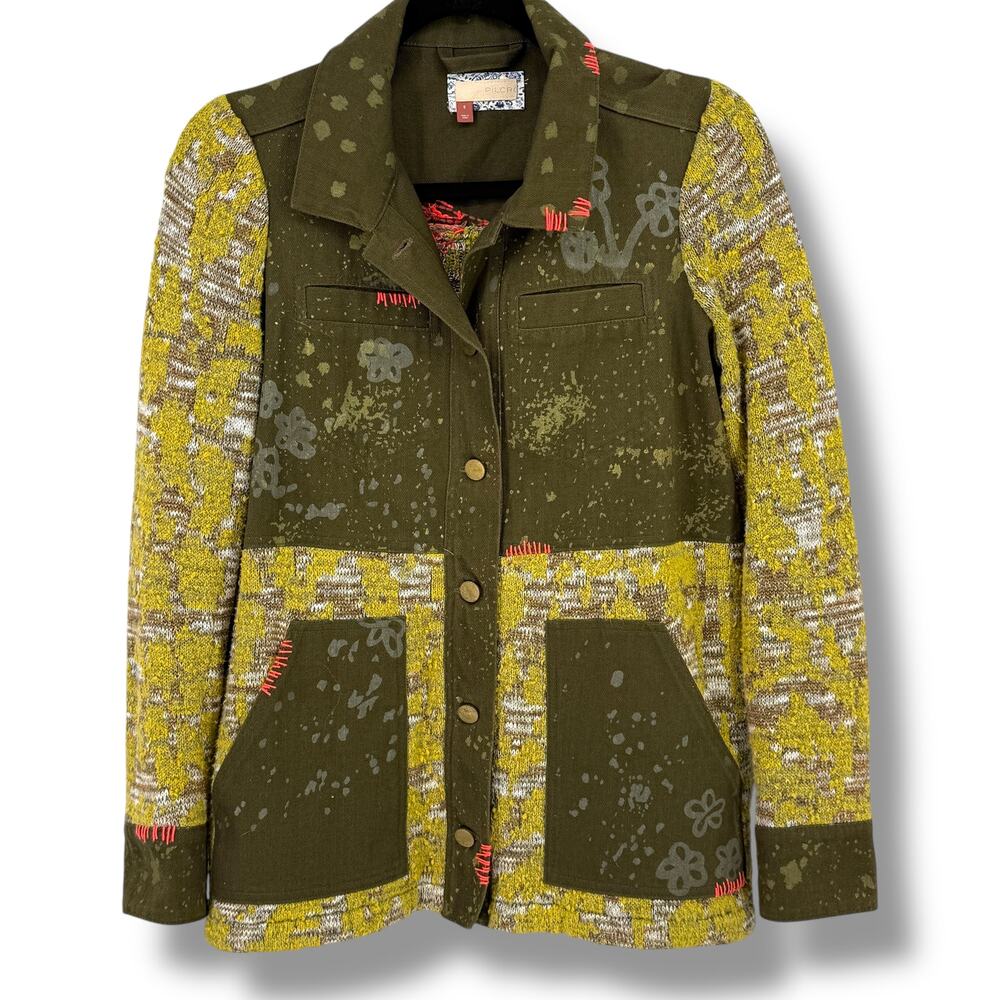 Pilcro Anthropologie Phoenix Knit Jacket Embroidered Sequin Bird Size Small - Picture 2 of 11